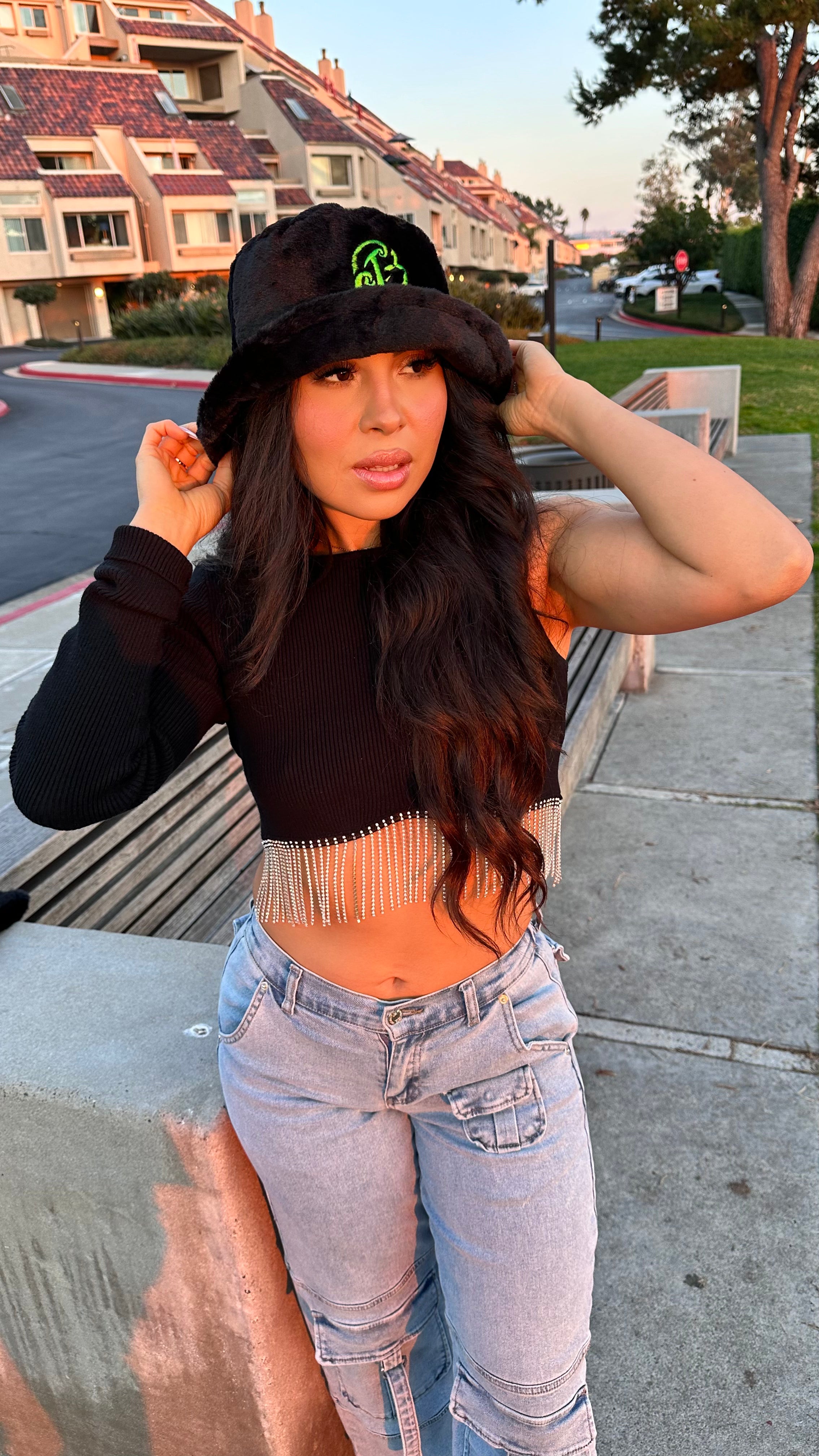 Slime Green Cali Baby - Furry Bucket Hat