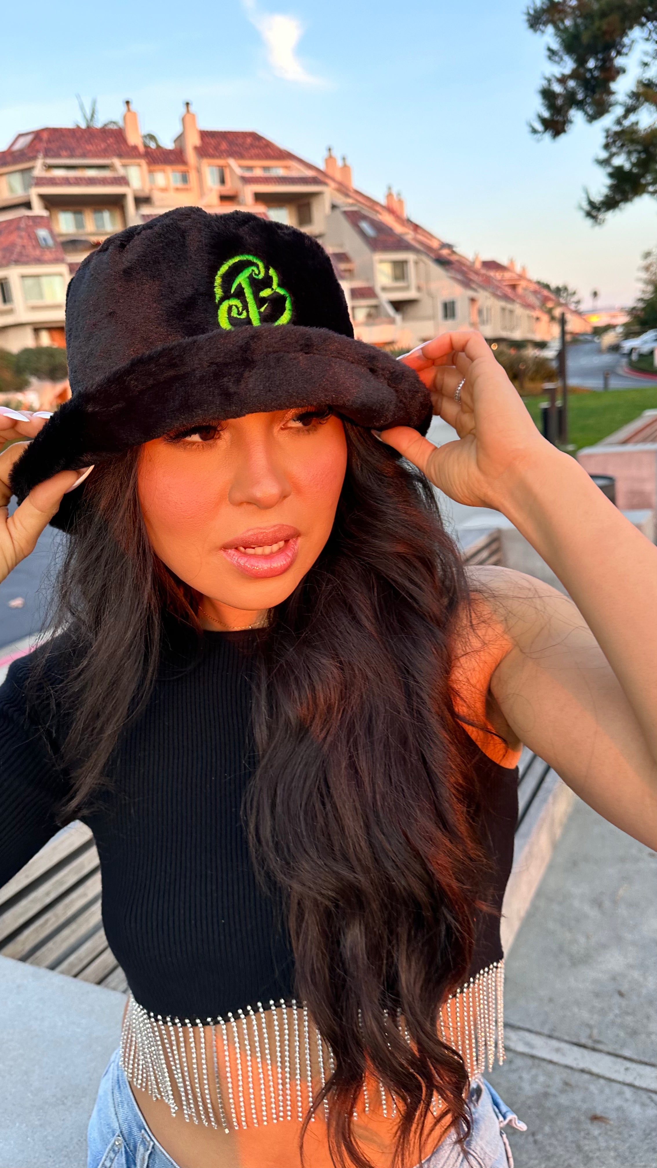 Slime Green Cali Baby - Furry Bucket Hat